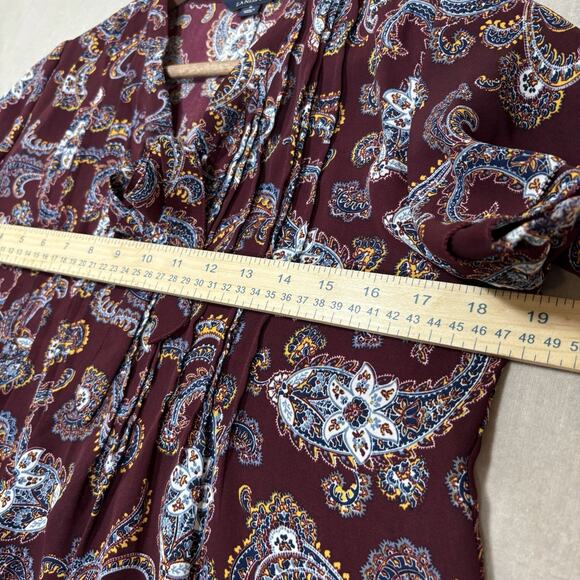 Lands End Classic Short Sleeve Tie Front Colorful Paisley Blouse Career Size 2 - Picture 6 of 8